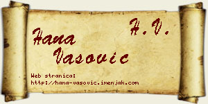 Hana Vasović vizit kartica